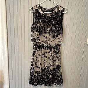 Sharagano Black and Gray Leopard Print Mini Dress | Size 6